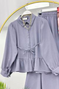 KOLLAR FIRFIRLI GOLD DÜĞME DETAYLI PANTOLONLU TAKIM