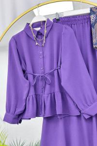 KOLLAR FIRFIRLI GOLD DÜĞME DETAYLI PANTOLONLU TAKIM