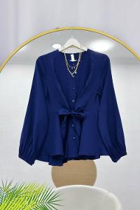 SATEN ÇİZGİLİ KADIN GÖMLEK