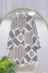 PALMİYE DESENLİ OVERSİZE KETEN KADIN GÖMLEK