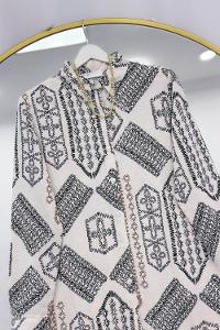 PALMİYE DESENLİ OVERSİZE KETEN KADIN GÖMLEK