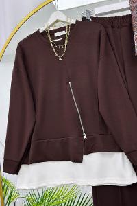 METALİK BONCUK DETAYLI PANTOLONLU KADIN KOT TAKIM