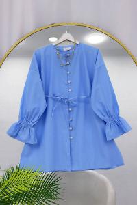 ÖNÜ FIRFIRLI BAĞLAMALI KADIN GÖMLEK TUNİK