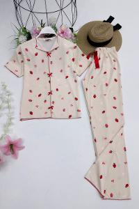 İKİLİ BASKI DETAYLI KADIN PİJAMA TAKIMI