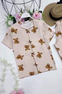 İKİLİ BASKI DETAYLI KADIN PİJAMA TAKIMI