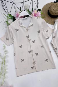 İKİLİ BASKI DETAYLI KADIN PİJAMA TAKIMI