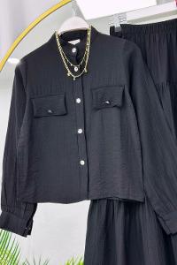 ETEĞİ CEPLİ FIRFIR DETAYLI KADIN TAKIM