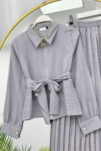 KOLLARI FIRFIRLI ETEKLİ KADIN TAKIM