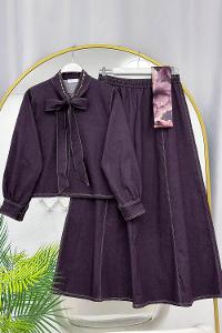 METALİK BONCUK DETAYLI PANTOLONLU KADIN KOT TAKIM