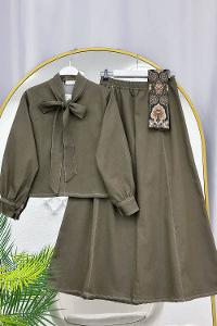 METALİK BONCUK DETAYLI PANTOLONLU KADIN KOT TAKIM