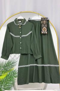 YAKASI KUŞAKLI ETEKLİ KOT TAKIM