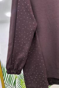 METALİK BONCUK DETAYLI PANTOLONLU KADIN KOT TAKIM