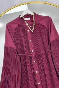 KOLLARI LASTİKLİ İPLİ KADIN TUNİK GÖMLEK