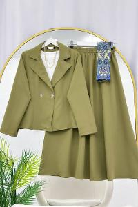 METALİK BONCUK DETAYLI PANTOLONLU KADIN KOT TAKIM