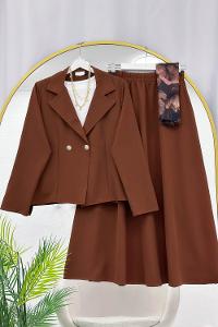 METALİK BONCUK DETAYLI PANTOLONLU KADIN KOT TAKIM