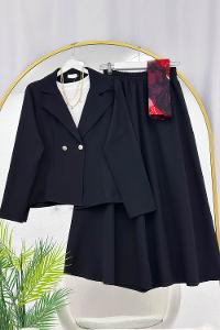 METALİK BONCUK DETAYLI PANTOLONLU KADIN KOT TAKIM