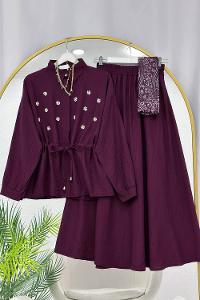 FLOŞ SATEN PREMİUM ETEKLİ TAKIM