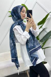 LACİVERT KARMA PAMUK ŞAL SERİSİ