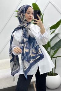 LACİVERT KARMA PAMUK ŞAL SERİSİ