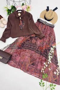 ŞİFON PUANTİYELİ ETEKLİ TAKIM